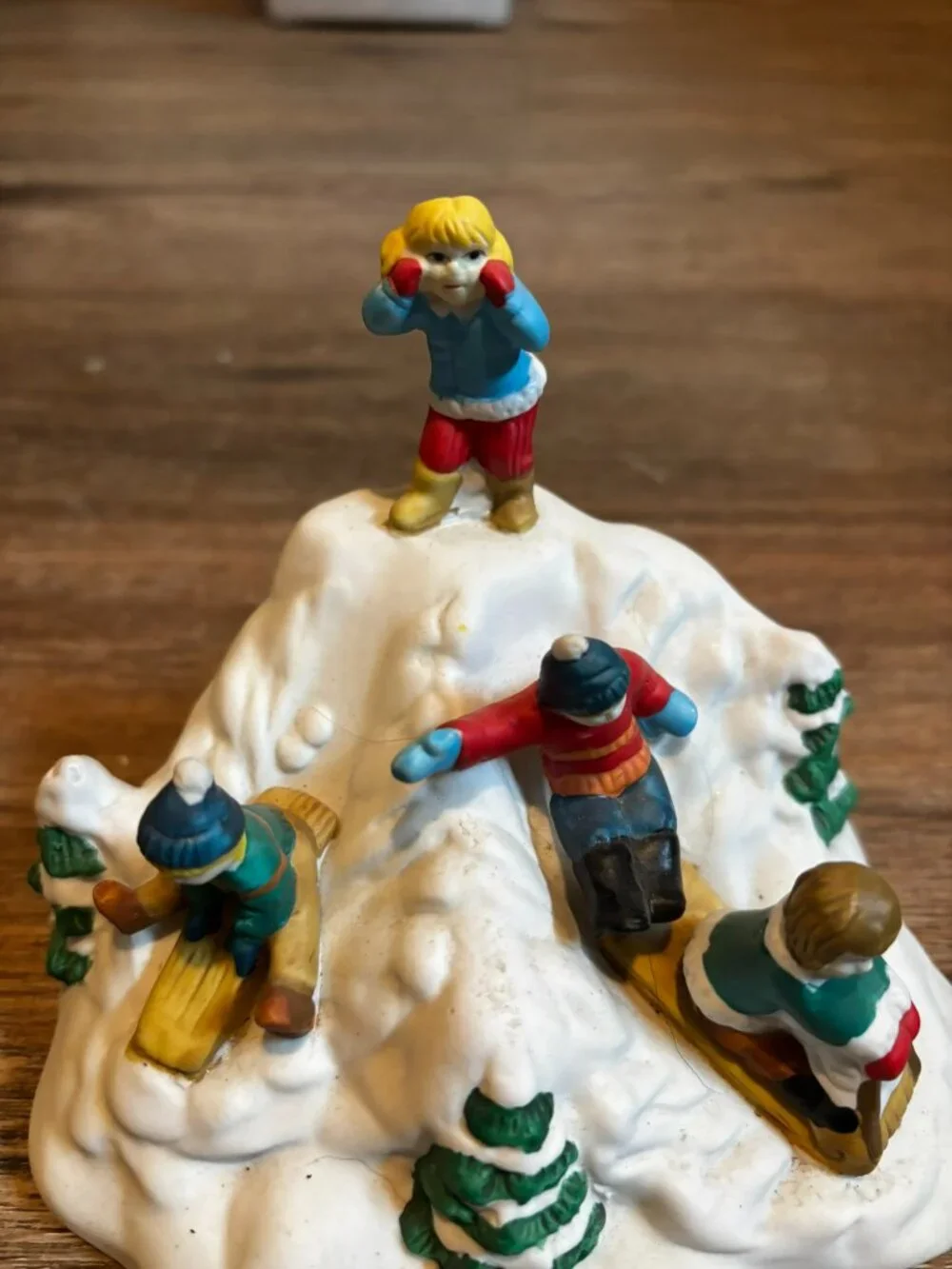 Dickens Collectible Christmas village accessory Sledding Snowhill